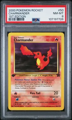 Charmander 2000 Pokemon Team Rocket #50 1st Edition PSA 8 NEW SLAB - Image 1