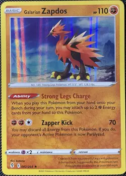 Galarian Zapdos 082/203 Swsh07: Evolving Skies Holo - Pokemon Card - Image 1
