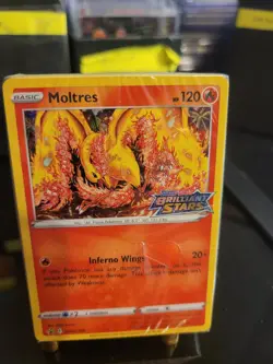 MOLTRES SWSH185 BRILLIANT STARS POKEMON (PRE-RELEASE STAMPED PROMO HOLO, NM) - Image 1