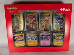 Pokemon TCG: Scarlet & Violet 151 4 Pack Mini Tins + 4 Promo Cards Box Sams Club - Image 1