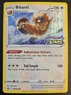 Bibarel SWSH188 PreRelease Pokemon Promo Sword & Shield Rare Holo Card LP - Image 1