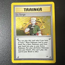 Lt. Surge 17/132 Holo Rare Pokemon TCG Card Gym Heroes Trainer Vermillion MP - Image 1