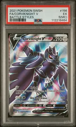 PSA 5(MC) 2021 Pokemon SWSH FA / Corviknight V Battle Styles #156 EX TOTAL POP 1 - Image 1