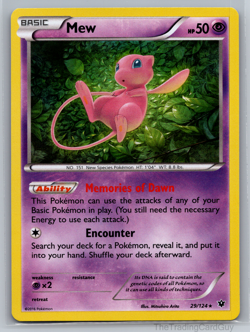 Pokemon Mew TCG Holo Rare Card 29/124 XY Fates Collide NM- Condition - Image 1