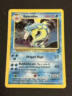 Pokemon TCG Gyarados Base Set 2 Holo Unlimited Rare Card 7/130 LP Condition - Image 1