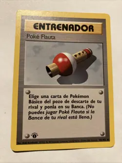Pokemon TCG Pokemon Flute Base Set 86/102 Regular 1st Edition Spanish Card - Image 1