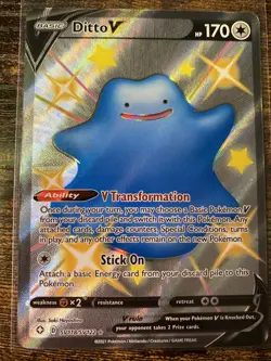 Ditto V SHINY SV118/SV122 Shining Fates NM Full Art Ultra Rare Pokemon Card - Image 1