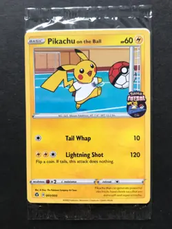 Pikachu on the Ball Futsal 001/005 Pokemon Card UK Exclusive 2020 PROMO NEW - Image 1