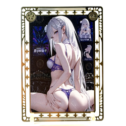 Goddess Story: Re:Zero Emilia Non-Serial Metal Anime Waifu CCG Card (Damaged) - Image 1