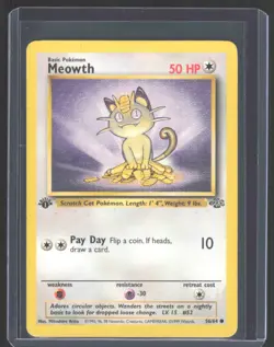 Pokemon Jungle #56/64 Meowth 1st Edition - Image 1