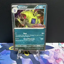 Pokemon TCG Tyranitar 135/193 Paldea Evolved Stamped Promo Comso SWIRL - Image 1
