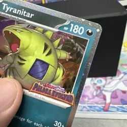 Pokemon TCG Tyranitar 135/193 Paldea Evolved Stamped Promo Comso SWIRL - Image 4
