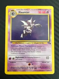 Pokemon TCG Haunter Fossil Set Unlimited Rare Non-Holo 21/62 DMG - Image 1