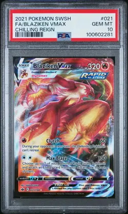 2021 Pokemon Sword & Shield Chilling Reign Blaziken VMAX #021 Fa PSA 10 - Image 1