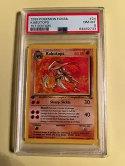 PSA 8 Kabutops 1st Edition Rare Fossil 1999 Pokemon Card #24 - Image 1