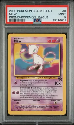 PSA 9 MEW #8 2000’s Pokemon League BLACK STAR PROMO Non Holo Vintage Card MINT - Image 2