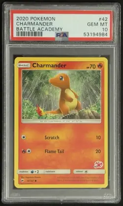2020 Pokemon #42 CHARMANDER Stamped Charizard Battle Academy Card POP 21 PSA 10 - Image 1