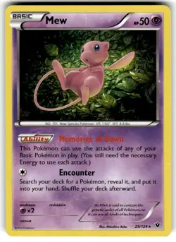 Mew 29/124 Pokemon 2016 Fates Collide XY Reverse Holo Rare Card NM - Image 1