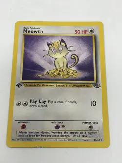 MEOWTH - 56/64 - 1st Edition Jungle - Common - Pokemon Card - NM - Image 1