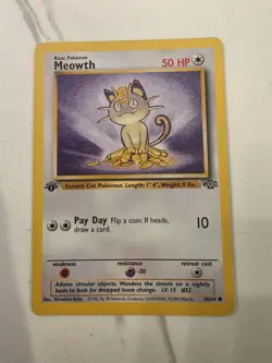 Pokemon TCG Card - Meowth Jungle 56/64 Regular 1st Edition - LP - Image 1