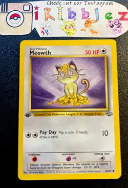 Meowth 56/64 LP 1st Edition WOTC Jungle Pokemon Card. Free Tracked Shipping! - Image 1
