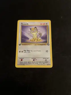 Pokemon TCG Meowth Jungle Card 56/64 1st Edition Common LP - Image 1