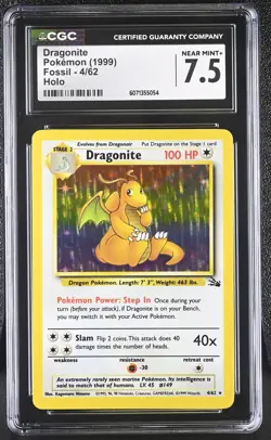 CGC 7.5 Dragonite 1999 Fossil 4/62 Holo Pokemon Card - Image 1