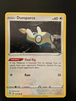 Pokemon TCG Common Dunsparce 137/189 S&S Darkness Ablaze NM/Mint Condition - Image 1