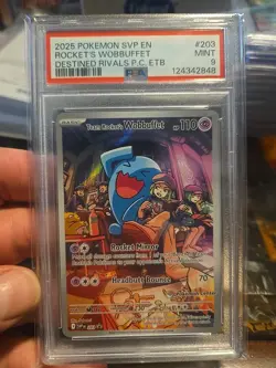 2025 Pokemon Team Rockets Wobbuffet Pokemon Center Promo Destined Rivals PSA 9 - Image 1