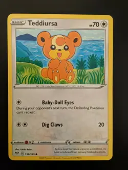 Pokemon TCG Common Teddiursa 138/189 S&S Darkness Ablaze NM/Mint Condition - Image 1