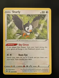 Pokemon TCG Common Starly 145/189 S&S Darkness Ablaze NM/Mint Condition - Image 1