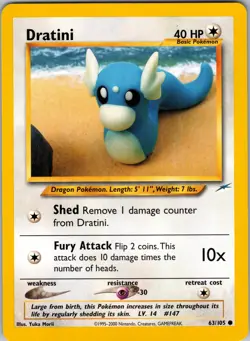 Dratini 063/105 Neo Destiny Pokemon TCG NM - Image 1