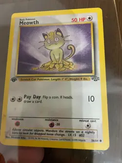 Pokemon TCG Meowth Jungle 56/64 Regular 1st Edition Common - Image 2