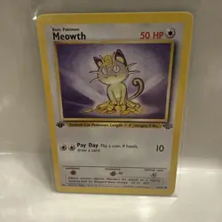 Vintage 1st Edition Meowth Jungle 56/64 Regular Common Pokemon 1999 - Image 1