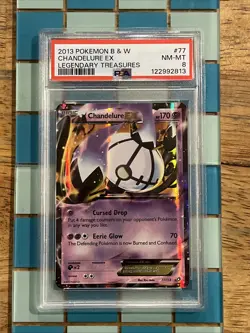 GRADED PSA 8 2013 Pokemon B & W Chandelure EX Legendary Treasures #77 - Image 1