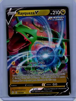 Pokemon SWSH07: Evolving Skies #110/203 Rayquaza V Near Mint or Better - Image 1