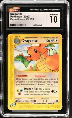 CGC 10 GEM MINT Dragonite 2002 Expedition 43/165 Non-Holo Rare Pokemon English - Image 2