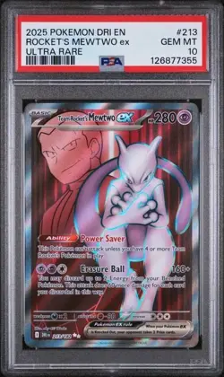Team Rocket's Mewtwo ex 213/182 Pokemon TCG Destined Rivals Holo PSA 10 GEM MT - Image 1