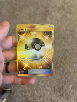 Pokemon TCG Ultra Ball Gold Secret Rare Holo Card 161/149 Sun and Moon Set - Image 1