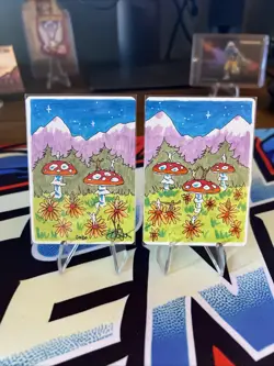 MTG ARTIST PROOF MTG Argothian Pixies AP Sketch Art Amy WEBER Two (2) Painted - Image 1