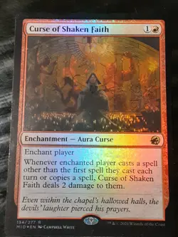 Curse of Shaken Faith FOIL , Innistrad Midnight Hunt , NM ,MTG,FREE SHIPPING - Image 1