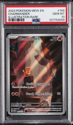2023 POKEMON MEW EN-151 ILLUSTRATION RARE #168 CHARMANDER PSA 10 - Image 1