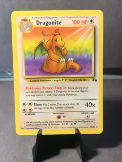 Pokemon TCG Dragonite #19/62 Fossil Set Unlimited Non Holo Rare WOTC VTG 1999 - Image 1