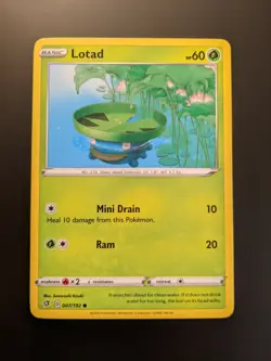 Pokemon TCG Lotad 7/192 Rebel Clash Mint/NM Condition - Common - Image 1
