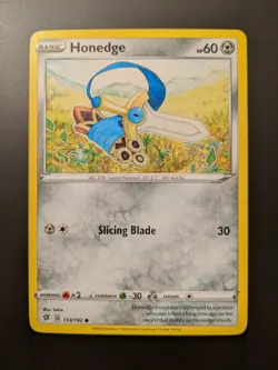 Pokemon TCG Common Honedge 133/192 S&S Rebel Clash Mint/NM Condition - Image 1