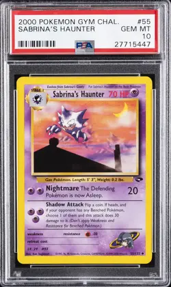 2000 POKEMON GYM CHALLENGE #55 SABRINA'S HAUNTER PSA 10 - Image 1