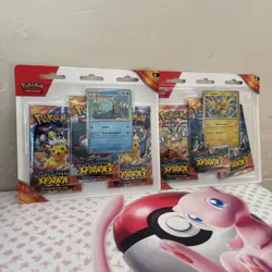 NEW- Pokemon Surging Sparks 3 Pack Blister Set of 2- Zapdos & Quagsire- Sealed - Image 1