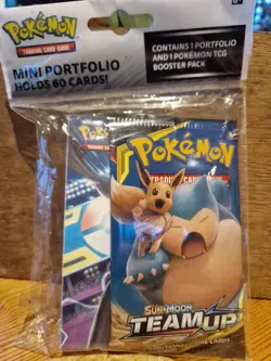 Pokemon Sun & Moon Team Up Booster Pack with Mini Portfolio - NEW and Sealed - Image 1