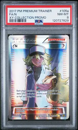 2017 POKEMON PREM TRAINER XY COLL PROMO #105A FULL ART/N PSA 8 - Image 1