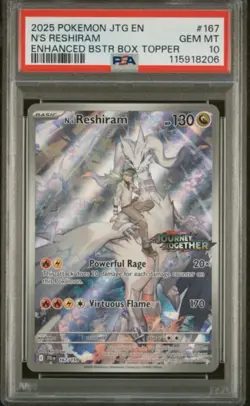 2025 POKEMON JTG EN-JOURNEY TOGETHER #167 N'S RESHIRAM PSA 10 - Image 1